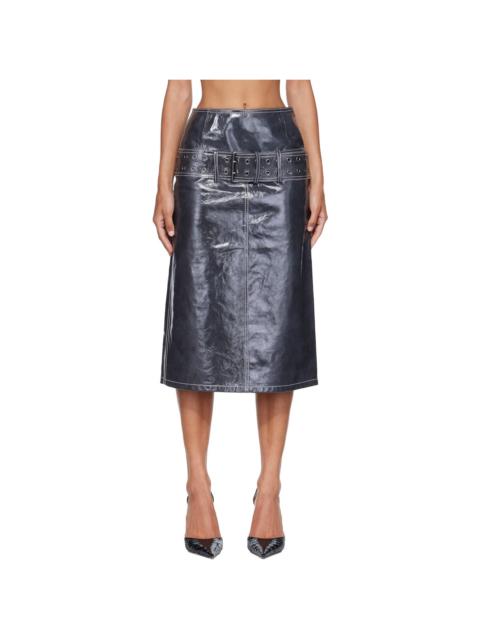 Diesel Gray Patent Leather Midi Skirt