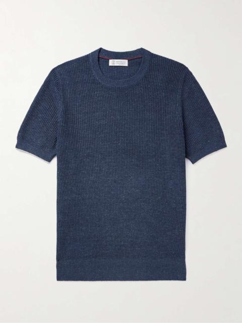 Ribbed Linen and Cotton-Blend T-Shirt