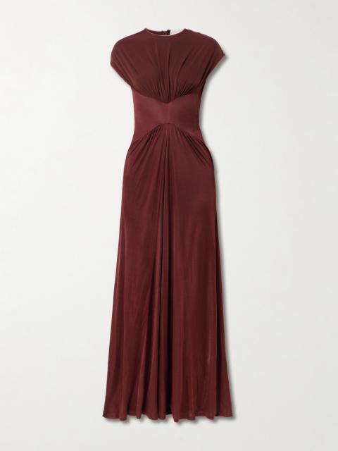 GALVAN Gathered Satin-jersey Gown