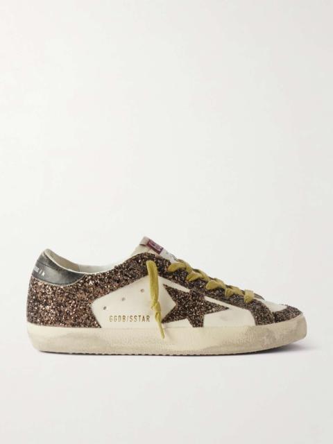 Golden Goose Super-Star distressed glittered leather sneakers