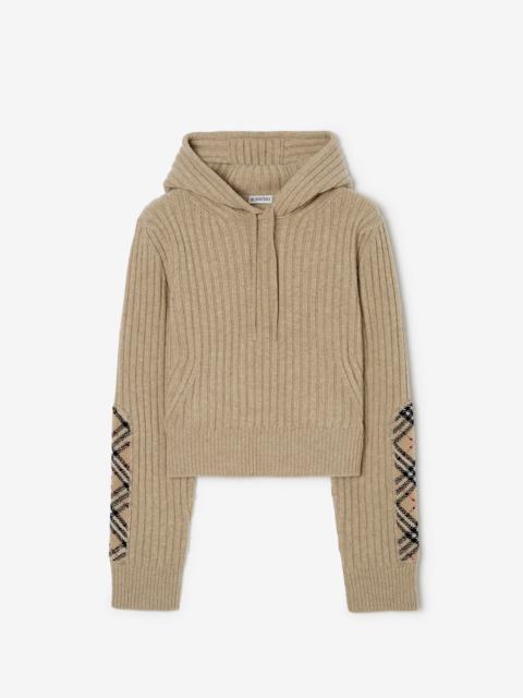 Burberry Check Patch Wool Cashmere Hoodie