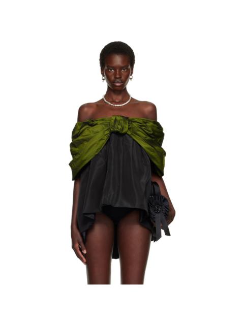 Simone Rocha Khaki & Black Gathered Bow Top