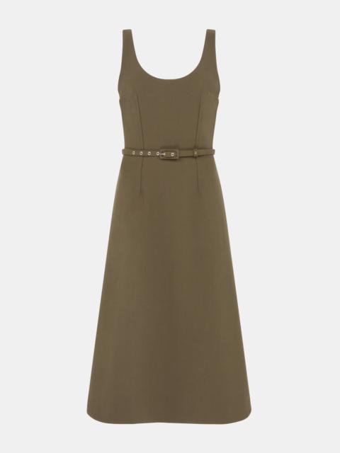 EMILIA WICKSTEAD Liva Dress In Military Green Birdseye Suiting