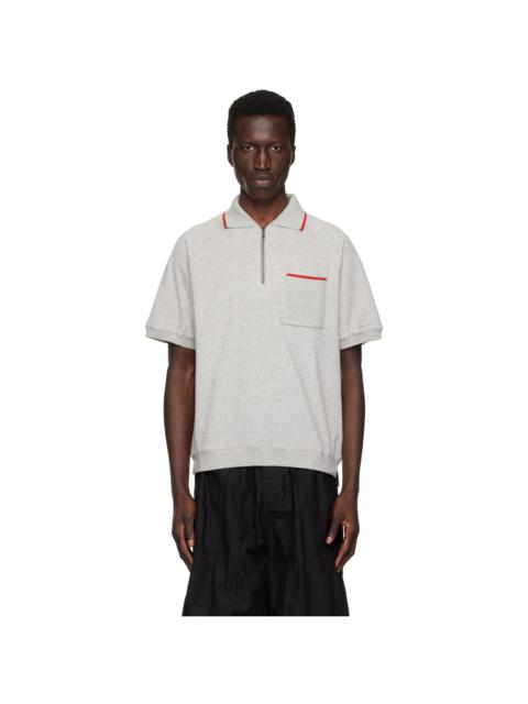 BEAMS PLUS Gray Half-Zip Polo