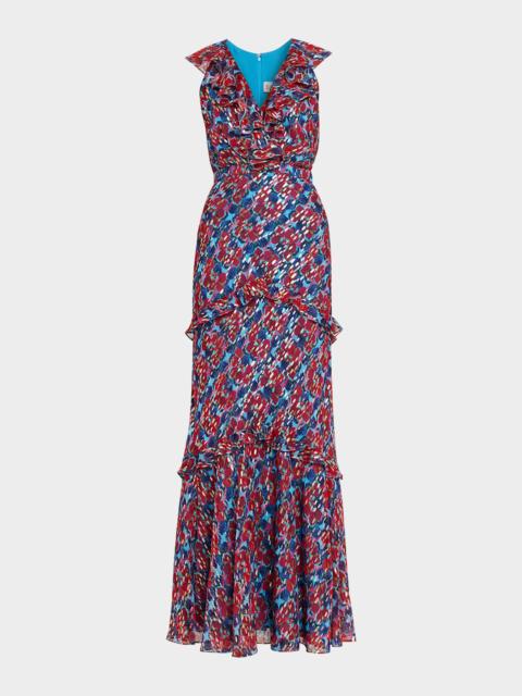 SALONI Rita Floral Ruffled Maxi Dress
