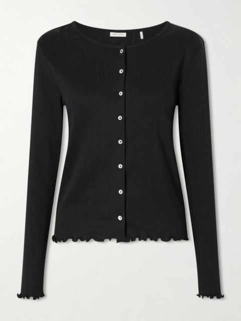 SKALL Edie open-knit organic cotton cardigan Black
