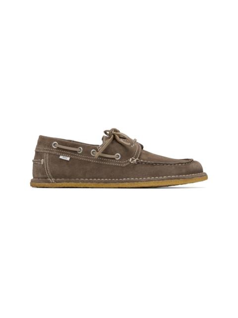 AMI Paris Taupe Suede Boat Shoes