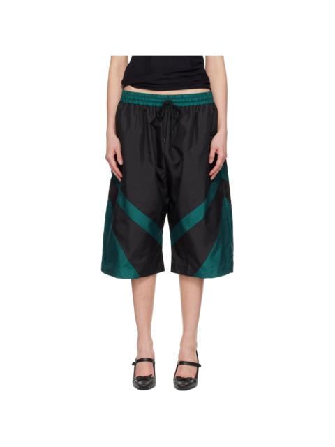 VAQUERA Green & Black Windbreaker Shorts