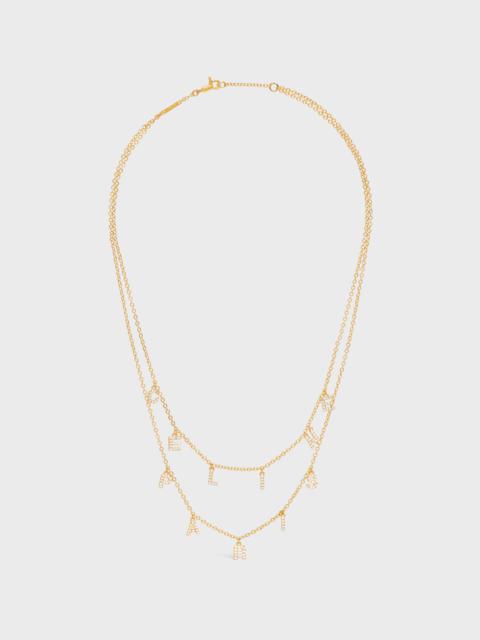 CELINE Celine Paris Double Necklace in Brass with Gold Finish and Crystals