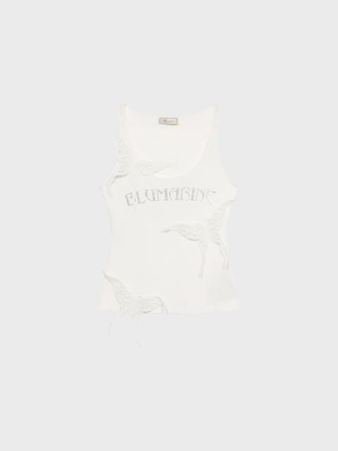 Blumarine JERSEY TOP WITH BUTTERFLIES AND EMBROIDERY