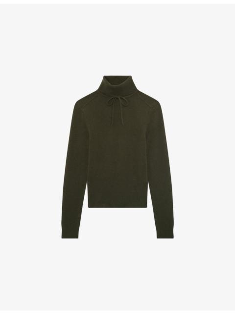 The Kooples Turtleneck Brand-Embroidered Cashmere-Blend Jumper