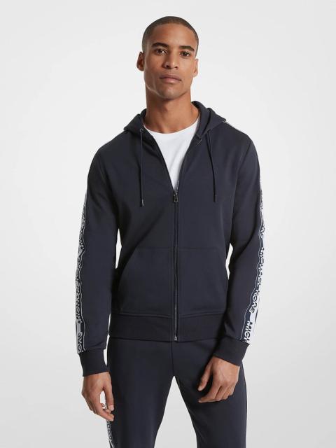 MICHAEL KORS Logo Tape Cotton Blend Zip-Up Hoodie