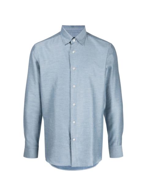long-sleeve cotton-cashmere shirt