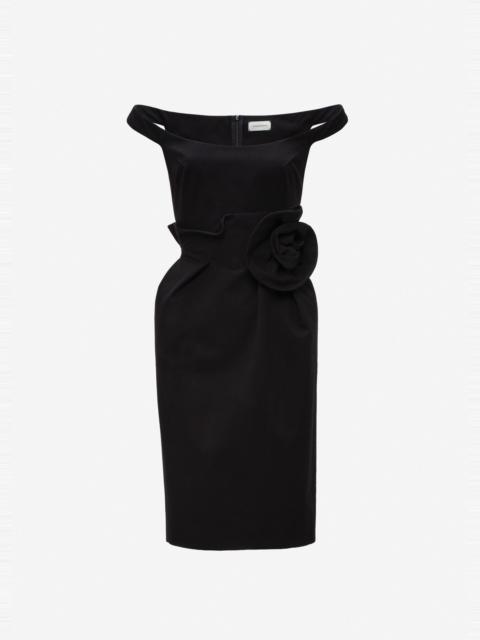 MAGDA BUTRYM Rose off-shoulder midi dress in black