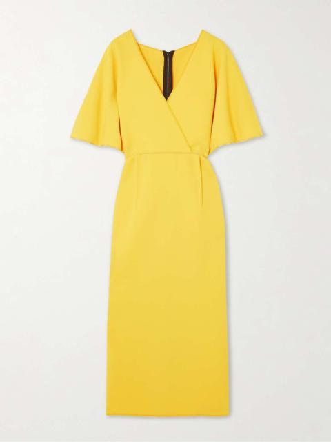 MATICEVSKI Benefit wrap-effect pleated crepe midi dress Yellow