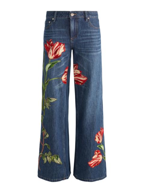 Alice + Olivia AMAZING EMBROIDERED JEAN
