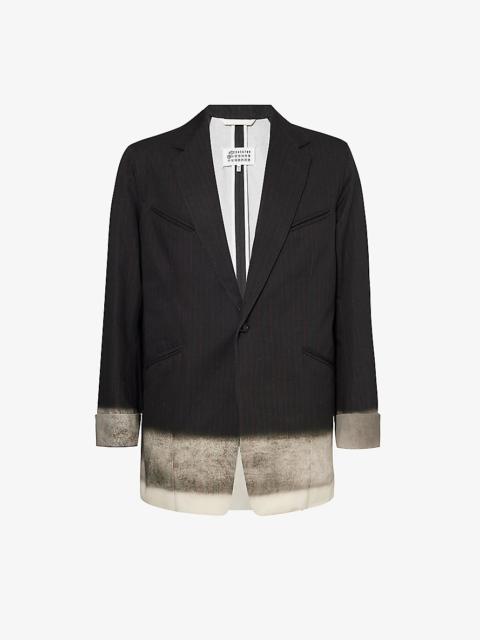 Gradient-design notched-lapel cotton jacket