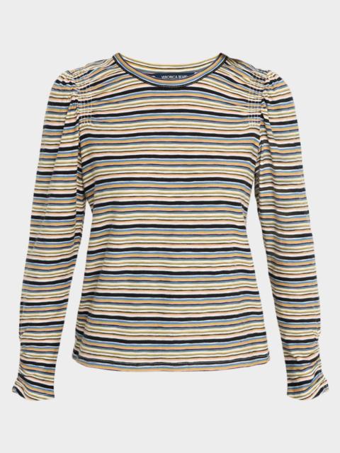 VERONICA BEARD Bouvet Shirred Long-Sleeve Tee