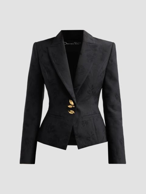 Oscar de la Renta Women's Resort Floral Wool Jacquard Blazer - Black