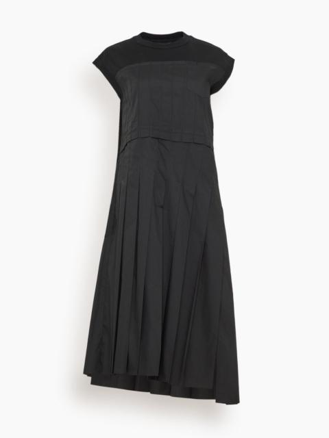 sacai Cotton Poplin x Cotton Jersey Dress in Black