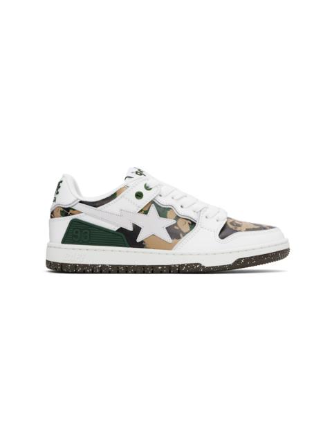 A BATHING APE® White & Khaki 'BAPE' SK8 STA #2 M1 Sneakers