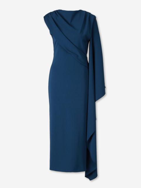 ROLAND MOURET ASYMMETRICAL CAPE DRESS
