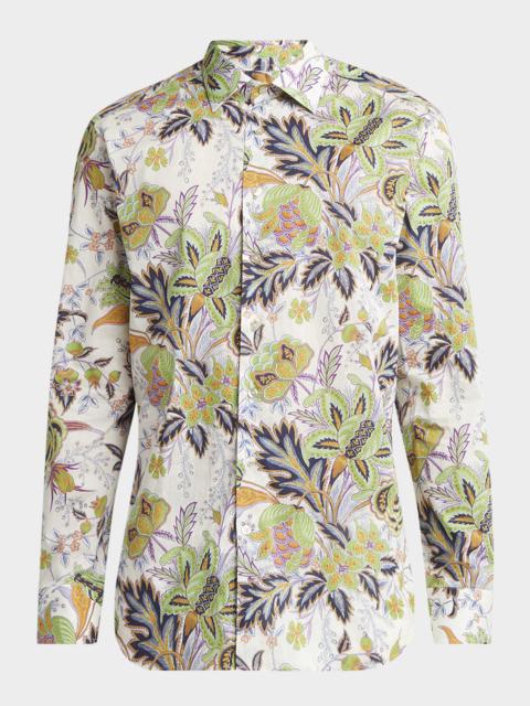 Etro Men's Cotton Floral Palm Sport Shirt