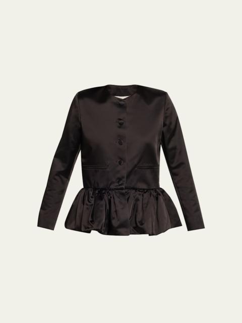 LIBEROWE Single-Breasted Satin Peplum Jacket