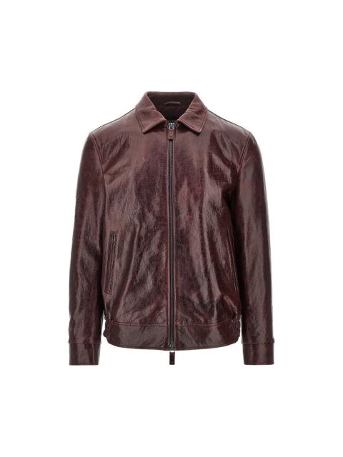 EMPORIO ARMANI LEATHER JACKET WITH WRINKLED EFFECT