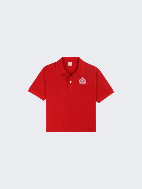 Sporty & Rich H&w Crest Pique Polo Shirt Ruby