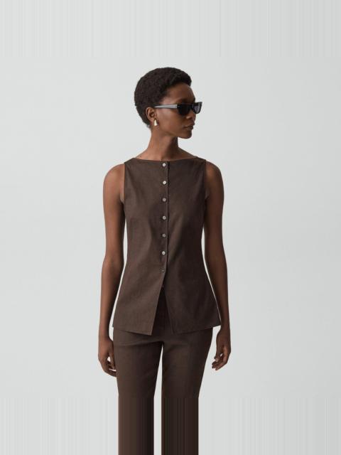 Theory Boatneck Cutaway Top in Good Linen