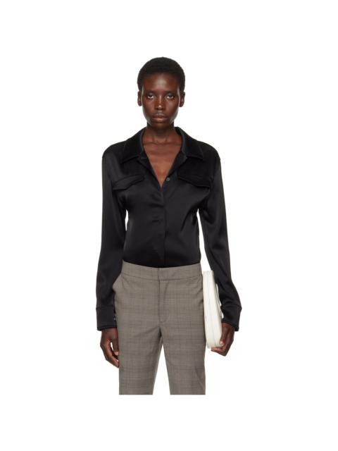 courrèges Black Backless Satin Bodysuit