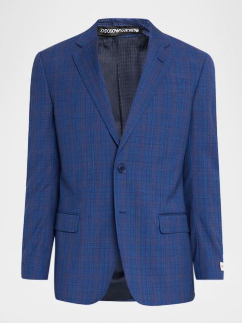 EMPORIO ARMANI Prince of Wales Check Wool Single-Breasted Blazer