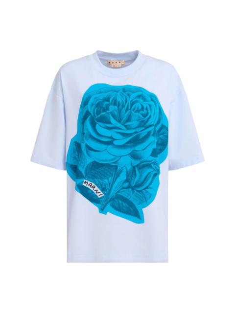 rose-print cotton T-shirt