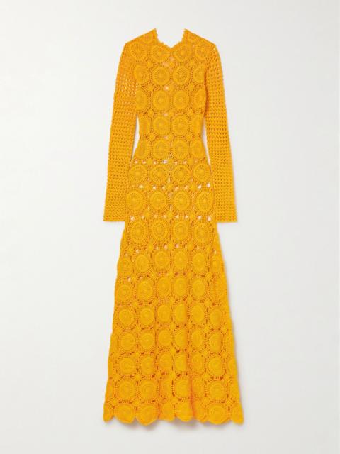 ESCVDO Siula crocheted organic cotton maxi dress Mustard