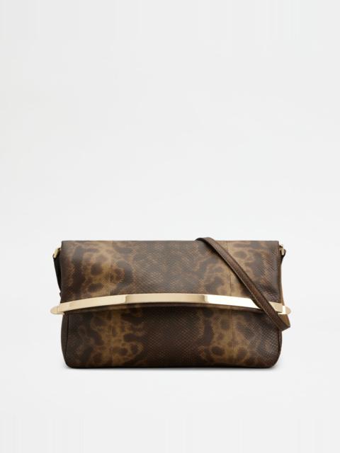 Tod's TOD'S MAGENTA BAG FLAP BAG IN REPTILE SMALL - BROWN