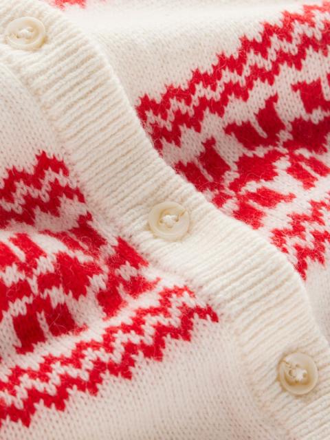 BODEN Edie Fair Isle Knitted Shirt-Warm Ivory, Red Fair Isle