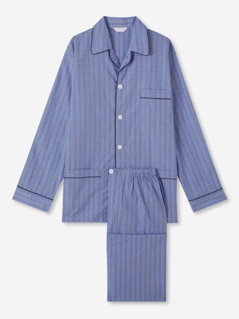 Derek Rose Men's Classic Fit Pajamas Felsted 3 Cotton Blue