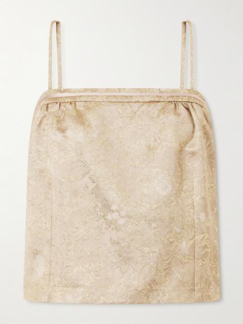 SAINT LAURENT Metallic Floral-jacquard Tank