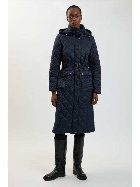 KAREN MILLEN Quilted Hooded Longline Coat