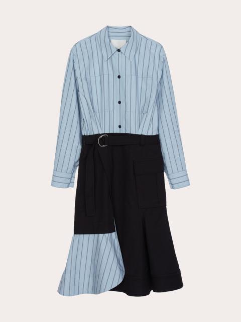 3.1 Phillip Lim Stripe Poplin Twill Combo Cargo Shirt Dress