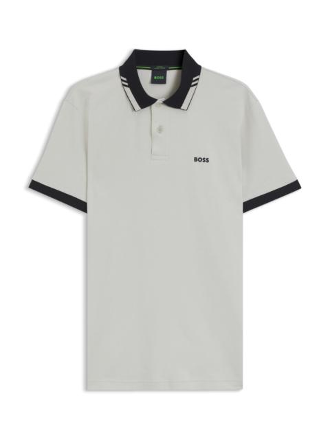 BOSS COTTON SLIM-FIT POLO SHIRT WITH CONTRAST TRIMS