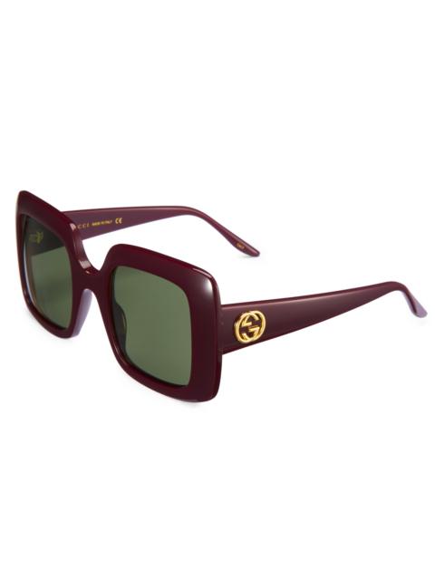 GUCCI Women's 52MM Rectangular Squared Sunglasses - Red