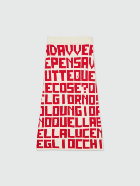 MSGM Cream jacquard knit skirt with red lettering by Caterina Frongia x MSGM