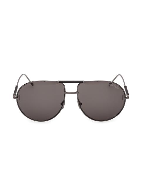 TOM FORD Men's Lou 62MM Aviator Sunglasses - Dark Gunmetal