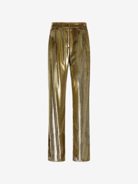 Roberto Cavalli Gold Velvet Long Pants