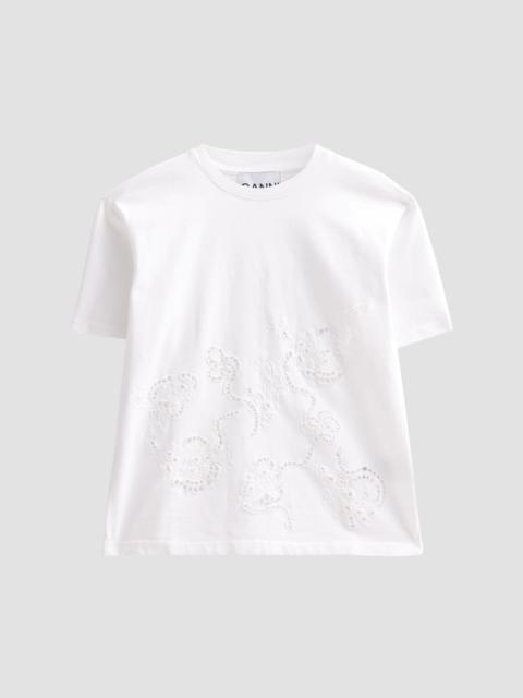 GANNI Women's Embroidered Anglais Cotton Jersey T-Shirt - Bright White