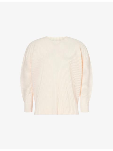 ISSEY MIYAKE Long-Sleeve Crew-Neck Knit Top