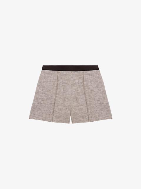 Contrast-Waistband Straight-Leg Mid-Rise Woven Shorts