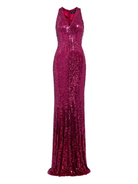 JENNY PACKHAM sequined V-neck maxi dress
